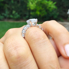 Load image into Gallery viewer, Eternity style 14k solid white gold oval cut moissanite engagement ring and band art deco Wedding Bridal Anniversary 7.50ctw