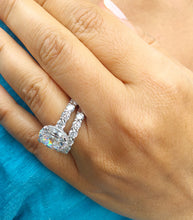 Load image into Gallery viewer, Eternity style 14k solid white gold oval cut moissanite engagement ring and band art deco Wedding Bridal Anniversary 7.50ctw
