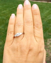 Load image into Gallery viewer, 14k white gold round and pear cut diamond engagement ring deco three stone wedding anniversary bridal natural diamonds Bridal 1.20ctw