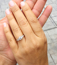 Load image into Gallery viewer, 14k white gold round and pear cut diamond engagement ring deco three stone wedding anniversary bridal natural diamonds Bridal 1.20ctw