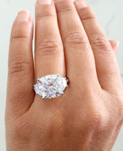 Load image into Gallery viewer, HUGE 14k solid white gold cushion cut forever one moissanite and natural half moon cut diamond engagement ring Bridal Wedding Propose 5.80ct