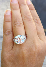 Load image into Gallery viewer, HUGE 14k solid white gold cushion cut forever one moissanite and natural half moon cut diamond engagement ring Bridal Wedding Propose 5.80ct