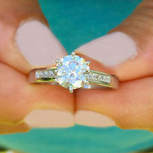 Load image into Gallery viewer, 14K White Gold Round Cut Natural Diamond Engagement Ring Deco, Bridal, Wedding, Annivesary Prong Set Classy Style 1.15ctw