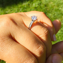 Load image into Gallery viewer, 14K White Gold Round Cut Forever One Moissanite and Round Cut Natural Diamond Engagement Ring Deco, Bridal, Wedding, Annivesary 1.15ctw