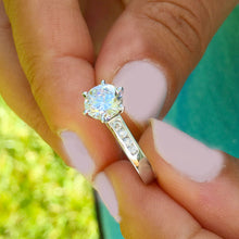 Load image into Gallery viewer, 14K White Gold Round Cut Natural Diamond Engagement Ring Deco, Bridal, Wedding, Annivesary Prong Set Classy Style 1.15ctw