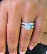 Load image into Gallery viewer, Women's 14k solid white gold round cut natural diamonds engagement ring and band Bridal Wedding Set Large 3.50ctw