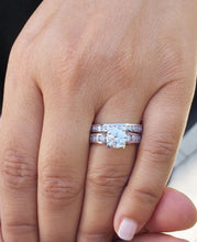 Load image into Gallery viewer, Women's 14k solid white gold round cut natural diamonds engagement ring and band Bridal Wedding Set Large 3.50ctw
