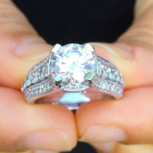 Load image into Gallery viewer, GIA/IGI Certified 14k Solid And Heavy White Gold Round Cut Diamond Engagement Ring 2.70 F-VS2