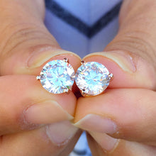 Load image into Gallery viewer, Martini Glass Style Three Prongs 14k solid rose gold 1.00ctw forever one round cut diamonds studs earrings bridal wedding anniversary gift