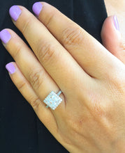 Load image into Gallery viewer, 14k White Gold Princess Cut Diamond Engagement Ring Bridal Halo Natural Halo Natural Diamonds Wedding Anniversary 1.70ctw