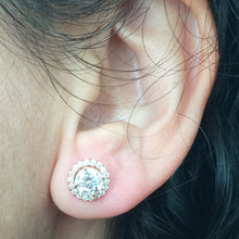 Load image into Gallery viewer, stunning 14k solid white gold 1.70ctw forever one round cut natural diamonds studs earrings prong set bridal wedding anniversary gift