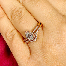 Load image into Gallery viewer, GIA/IGI Certified 14k Solid Rose Gold Pear And Round Cut Diamond Engagement Ring And Band Bridal Set Halo 1.50ctw F-VS2