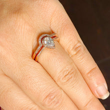 Load image into Gallery viewer, GIA/IGI Certified 14k Solid Rose Gold Pear And Round Cut Diamond Engagement Ring And Band Bridal Set Halo 1.50ctw F-VS2