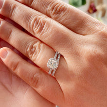 Load image into Gallery viewer, GIA/IGI Certified 14k Solid White Gold Cushion And Round Cut Diamond Engagement Ring And Band Bridal Set 1.80ctw F-VS2