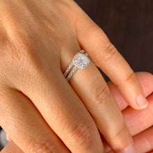 Load image into Gallery viewer, GIA/IGI Certified 14k Solid White Gold Cushion And Round Cut Diamond Engagement Ring And Band Bridal Set 1.80ctw F-VS2