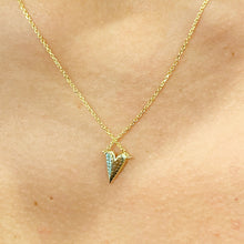 Load image into Gallery viewer, 14k yellow gold Heart Shape round cut natural diamonds necklace pendent and adjustable chain bridal wedding anniversary gift 0.15ctw