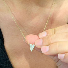 Load image into Gallery viewer, 14k yellow gold Heart Shape round cut natural diamonds necklace pendent and adjustable chain bridal wedding anniversary gift 0.15ctw