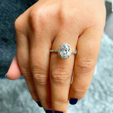 Load image into Gallery viewer, GIA/IGI Certified 14k Solid Yellow Gold Oval and Round Cut Diamond Engagement Ring Halo 1.50ctw F-VS2