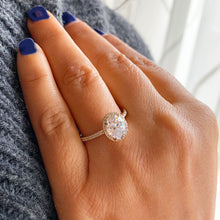 Load image into Gallery viewer, GIA/IGI Certified 14k Solid Yellow Gold Oval and Round Cut Diamond Engagement Ring Halo 1.50ctw F-VS2