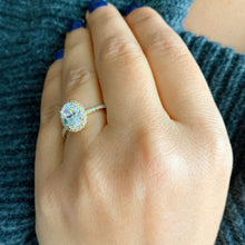 Load image into Gallery viewer, GIA/IGI Certified 14k Solid Yellow Gold Oval and Round Cut Diamond Engagement Ring Halo 1.50ctw F-VS2