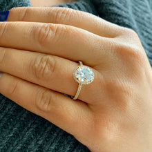 Load image into Gallery viewer, GIA/IGI Certified 14k Solid Yellow Gold Oval and Round Cut Diamond Engagement Ring Halo 1.50ctw F-VS2