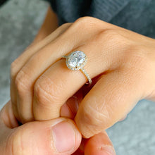 Load image into Gallery viewer, GIA/IGI Certified 14k Solid Yellow Gold Oval and Round Cut Diamond Engagement Ring Halo 1.50ctw F-VS2