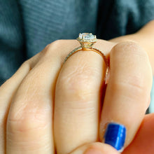 Load image into Gallery viewer, GIA/IGI Certified 14k Solid Yellow Gold Oval and Round Cut Diamond Engagement Ring Halo 1.50ctw F-VS2