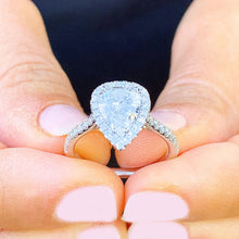 Load image into Gallery viewer, GIA/IGI Certified 14k White Gold Pear Shape And Round Cut Diamonds Engagement Ring Halo 2.50ctw F-VS2