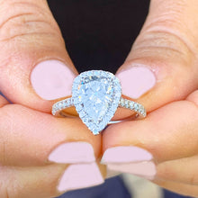 Load image into Gallery viewer, GIA/IGI Certified 14k White Gold Pear Shape And Round Cut Diamonds Engagement Ring Halo 2.50ctw F-VS2