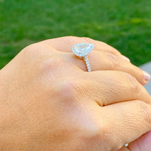 Load image into Gallery viewer, GIA/IGI Certified 14k White Gold Pear Shape And Round Cut Diamonds Engagement Ring Halo 2.50ctw F-VS2