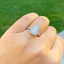 Load image into Gallery viewer, GIA/IGI Certified 14k White Gold Pear Shape And Round Cut Diamonds Engagement Ring Halo 2.50ctw F-VS2