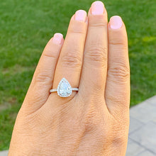 Load image into Gallery viewer, GIA/IGI Certified 14k White Gold Pear Shape And Round Cut Diamonds Engagement Ring Halo 2.50ctw F-VS2