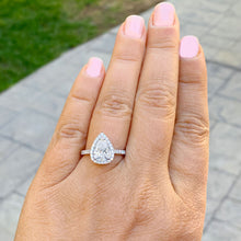 Load image into Gallery viewer, GIA/IGI Certified 14k White Gold Pear Shape And Round Cut Diamonds Engagement Ring Halo 2.50ctw F-VS2