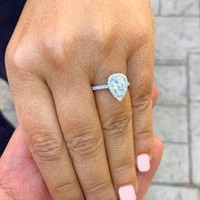 Load image into Gallery viewer, GIA/IGI Certified 14k White Gold Pear Shape And Round Cut Diamonds Engagement Ring Halo 2.50ctw F-VS2