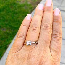 Load image into Gallery viewer, GIA/IGI Certified 14k Solid And Heavy White Gold Asscher Cut Diamond Engagement Ring Four Double Prong Set 1.00ct F-VS2