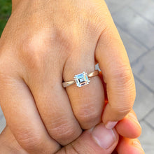 Load image into Gallery viewer, GIA/IGI Certified 14k Solid And Heavy White Gold Asscher Cut Diamond Engagement Ring Four Double Prong Set 1.00ct F-VS2