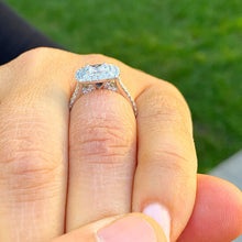 Load image into Gallery viewer, GIA/IGI Certified 14k Solid White Gold Cushion And Round Cut Diamond Engagement Ring And Band Bridal Wedding Double Halo 2.50ct F-VS2