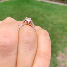 Load image into Gallery viewer, GIA/IGI Certified 14k Solid Rose Gold Round And Baguettes Cut Diamond Engagement Ring Halo 1.70ctw F-VS2