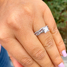 Load image into Gallery viewer, GIA/IGI Certified 14k Solid White Gold Carat Princess Cut Diamond Engagement Ring And Band Diamonds Bridal Wedding Set 1.35ctw F-VS2