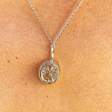 Load image into Gallery viewer, 14k White Gold Oval Cut Fancy Yellow And Round Cut Natural Diamonds Pendent Necklace Deco Antique Style Halo Bridal Gift Chain 5.20ctw