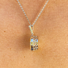 Load image into Gallery viewer, 14k White Gold Oval Cut Fancy Yellow And Round Cut Natural Diamonds Pendent Necklace Deco Antique Style Halo Bridal Gift Chain 5.20ctw