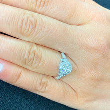 Load image into Gallery viewer, GIA/IGI Certified 14K White Gold Round Cut Diamonds Engagement Ring, Halo Antique Filigree Style Pave Set 1.65ctw F-VS2
