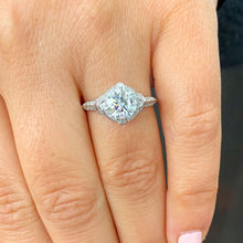 Load image into Gallery viewer, GIA/IGI Certified 14K White Gold Round Cut Diamonds Engagement Ring, Halo Antique Filigree Style Pave Set 1.65ctw F-VS2