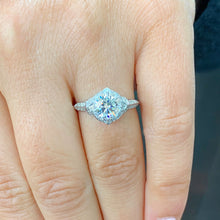 Load image into Gallery viewer, GIA/IGI Certified 14K White Gold Round Cut Diamonds Engagement Ring, Halo Antique Filigree Style Pave Set 1.65ctw F-VS2