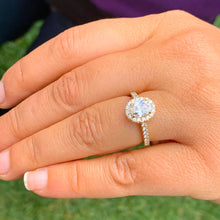 Load image into Gallery viewer, GIA/IGI Certified 14k Yellow Gold Oval and Round Cut Diamond Engagement Ring Halo 1.50ctw F-VS2