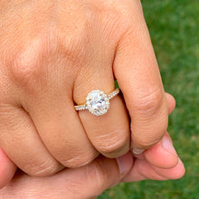 Load image into Gallery viewer, GIA/IGI Certified 14k Yellow Gold Oval and Round Cut Diamond Engagement Ring Halo 1.50ctw F-VS2