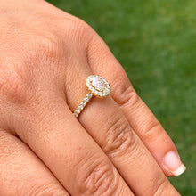 Load image into Gallery viewer, 14k Yellow Gold Oval Cut Forever One Oval Moissanite and Round Natural Diamond Engagement Ring Wedding, Anniversary, Bridal Propose 2.00ctw