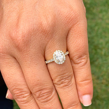 Load image into Gallery viewer, GIA/IGI Certified 14k Yellow Gold Oval and Round Cut Diamond Engagement Ring Halo 1.50ctw F-VS2