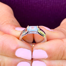 Load image into Gallery viewer, GIA/IGI Certified Emerald Cut Diamond 14k White Gold Engagement Ring Semi Tension Set Bridal Diamond Solitaire 1.00ctw F-VS2