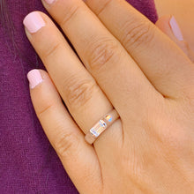 Load image into Gallery viewer, GIA/IGI Certified Emerald Cut Diamond 14k White Gold Engagement Ring Semi Tension Set Bridal Diamond Solitaire 1.00ctw F-VS2